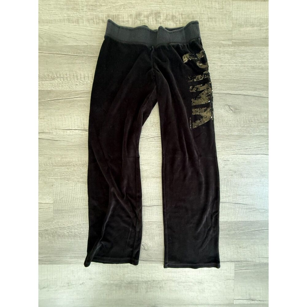RARE vintage victoria's secret PINK black sequin velour flare pants